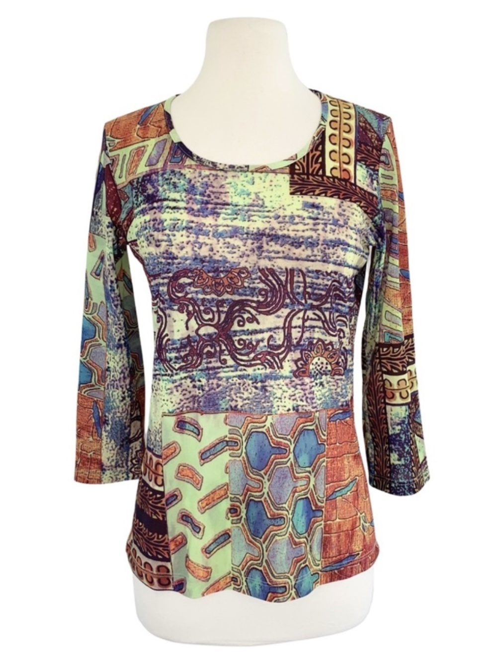 VTG Katina Marie Y2K Mixed Prints Top Small